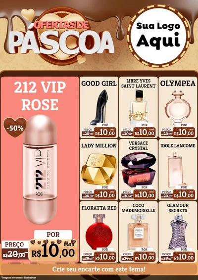 Modelo de Encarte para Encarte A4 Vertical com o tema Ofertas de Páscoa para Perfumes