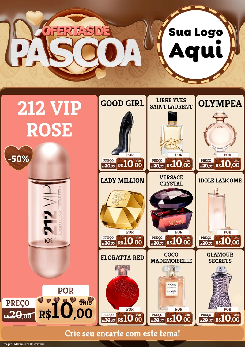 Modelo de Encarte para Encarte A4 Vertical com o tema Ofertas de Páscoa para Perfumes
