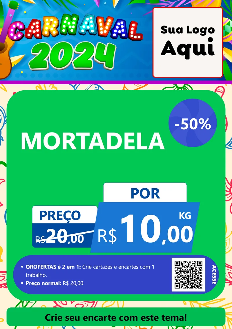 Modelo de Cartaz para Cartaz A4 Vertical com o tema Carnaval 2027 para Frios e Laticínios
