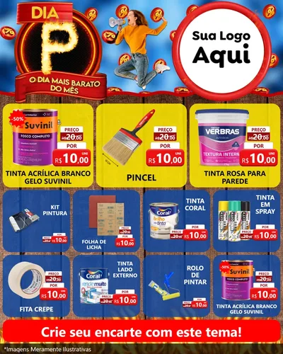 Modelo de Rede Social para Feed Instagram com o tema Dia P - O Dia Mais Barato Do Mês para Tintas e Ferramentas