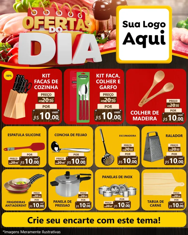 Modelo de Rede Social para Feed Instagram com o tema Ofertas do Dia para Utilidades Domésticas