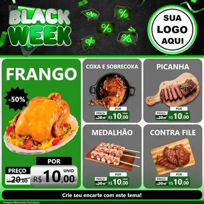 Modelo de Rede Social para Feed Facebook com o tema Black Week para Assados