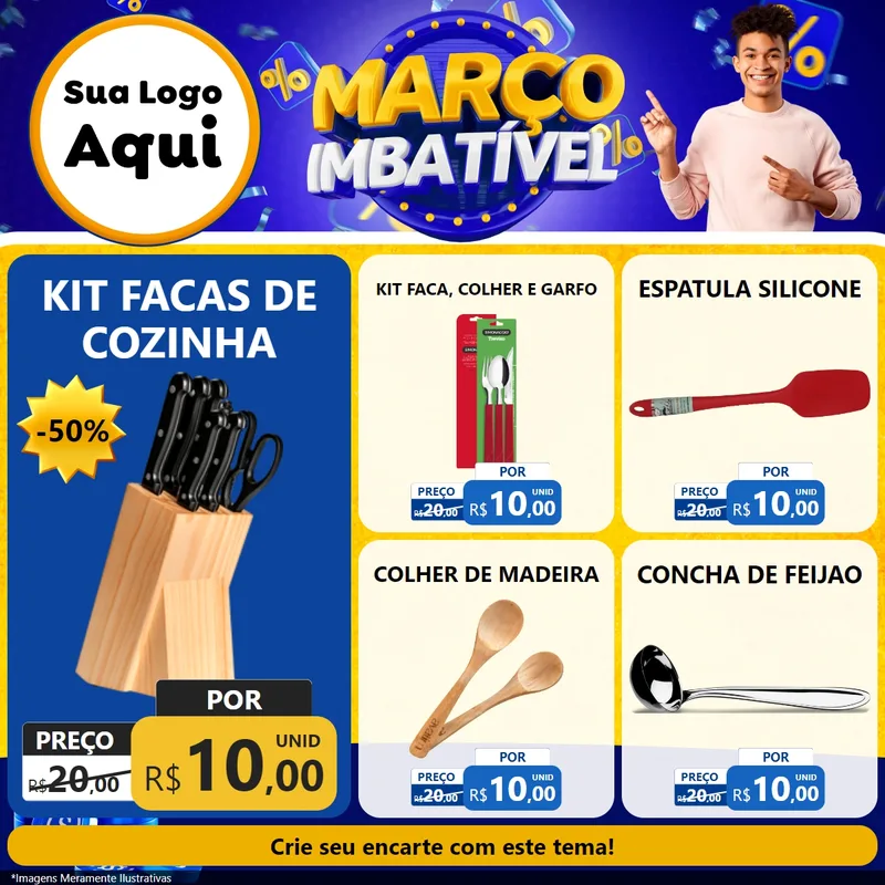 Modelo de Rede Social para Feed Facebook com o tema Março Imbatível para Utilidades Domésticas