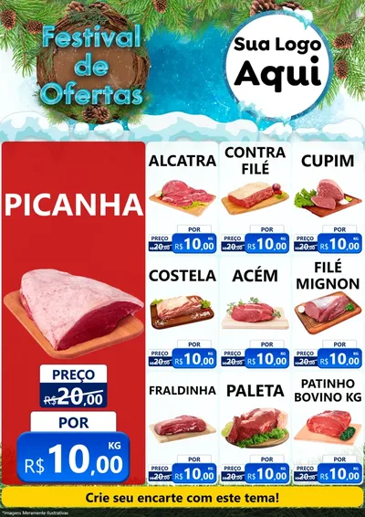 Modelo de Encarte para Encarte A4 Vertical com o tema Festival de Ofertas - Inverno para Açougue