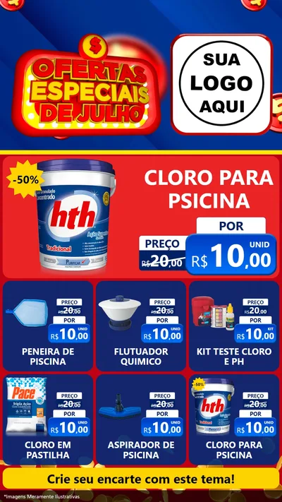 Modelo de Rede Social para Stories com o tema Ofertas Especiais de Julho para Produtos para Piscina