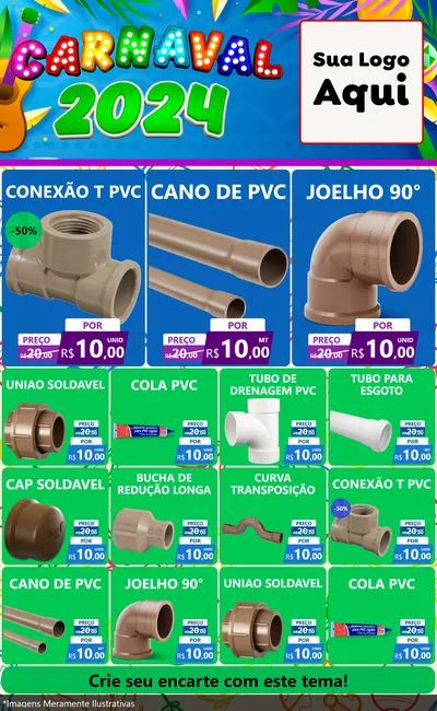 Modelo de Encarte para Encarte Grande com o tema Carnaval 2027 para Tubos e conexões