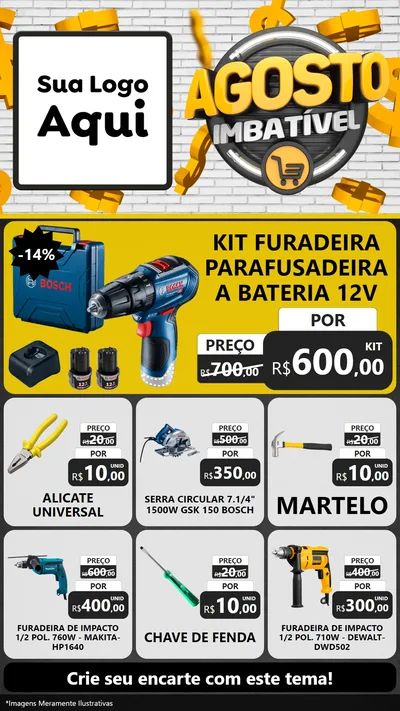 Modelo de Rede Social para Stories com o tema Agosto imbatível para Maquinas e Ferramentas