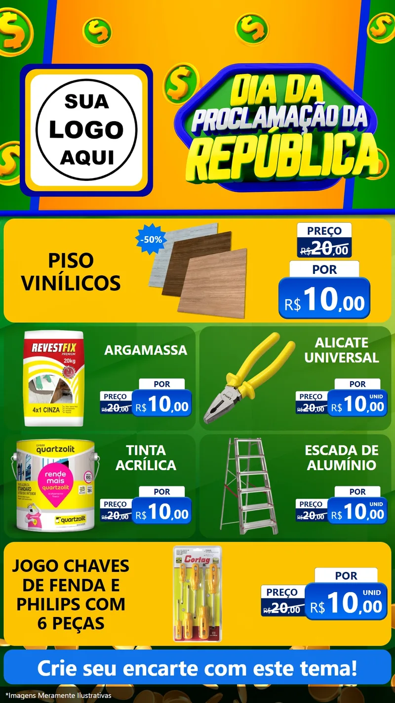 Modelo de TV para TV Vertical com o tema Dia Da Proclamação da República para Material para Construção