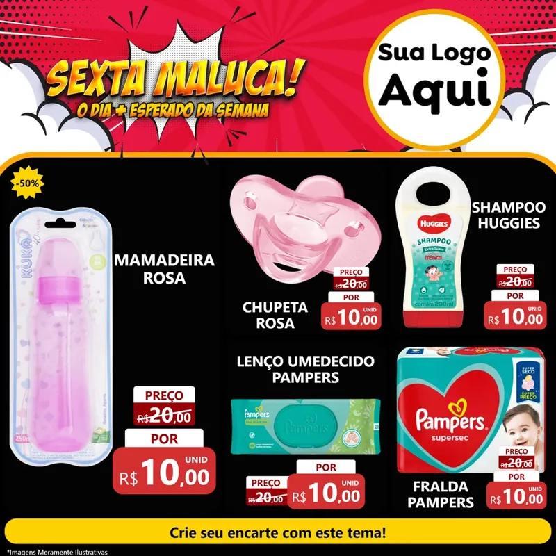 Modelo de Rede Social para Feed Facebook com o tema Sexta Maluca! para Bebês