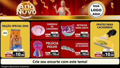 Modelo de TV para TV Horizontal com o tema Super Ano Novo para Pet Shop