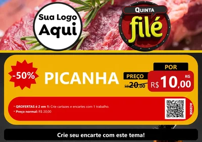 Modelo de Cartaz para Cartaz A4 Horizontal com o tema Quinta Filé para Açougue