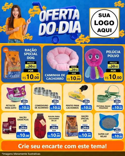 Modelo de Rede Social para Feed Instagram com o tema Oferta do Dia para Pet Shop