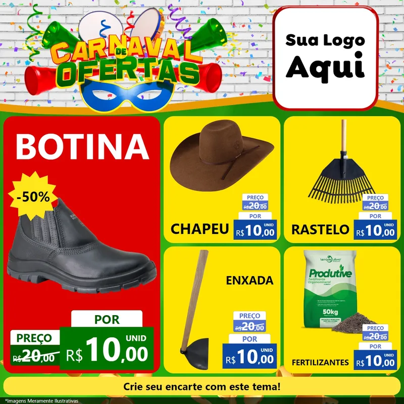 Modelo de Rede Social para Feed Facebook com o tema Carnaval de Ofertas para Agropecuária