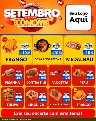 Modelo de Rede Social para Feed Instagram com o tema Operação Setembro Com Muita Economia para Assados
