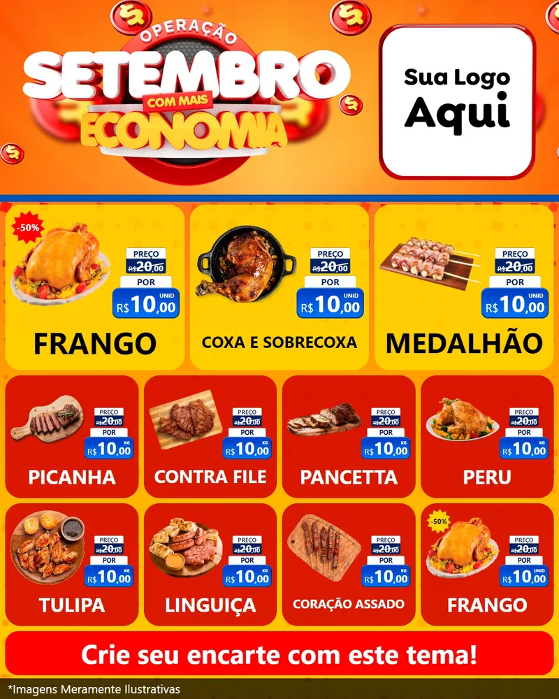 Modelo de Rede Social para Feed Instagram com o tema Operação Setembro Com Muita Economia para Assados