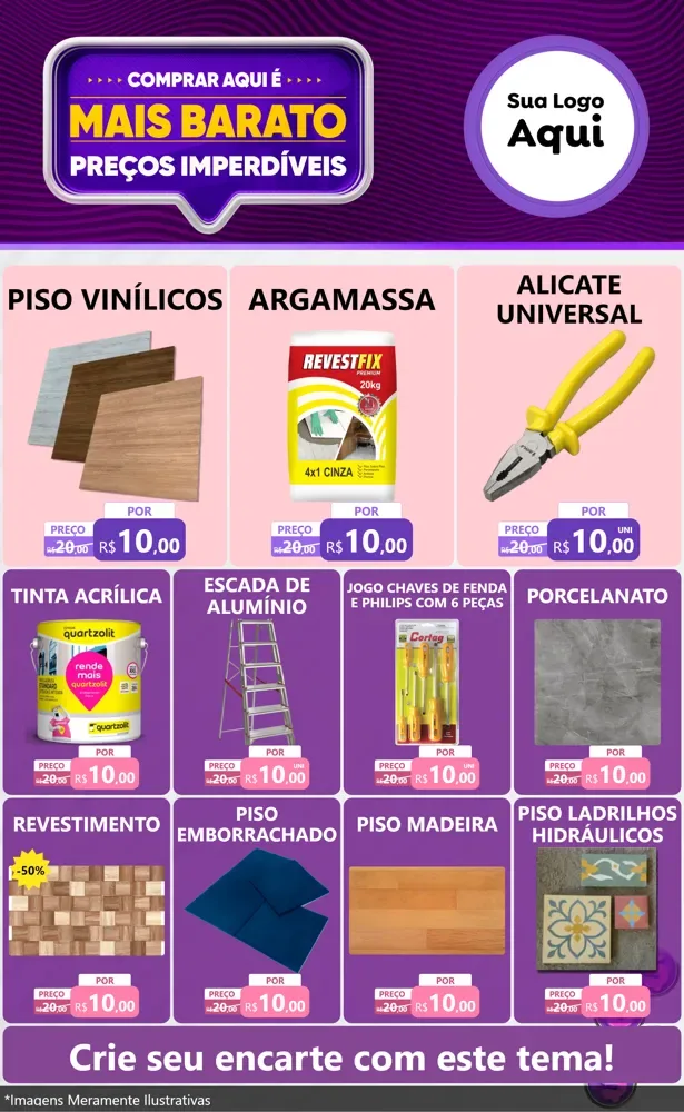Modelo de Encarte para Encarte Grande com o tema Mais Barato para Material para Construção