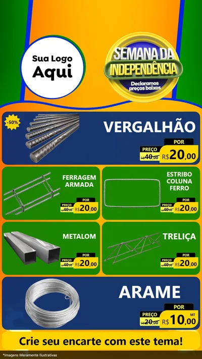 Modelo de TV para TV Vertical com o tema Semana da Independência Declaramos Preços Baixos para Ferragens