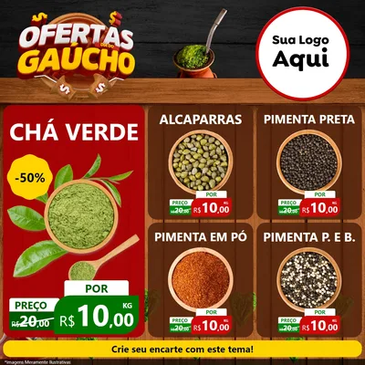 Modelo de Rede Social para Feed Facebook com o tema Ofertas Dia do Gaúcho para Produtos Naturais