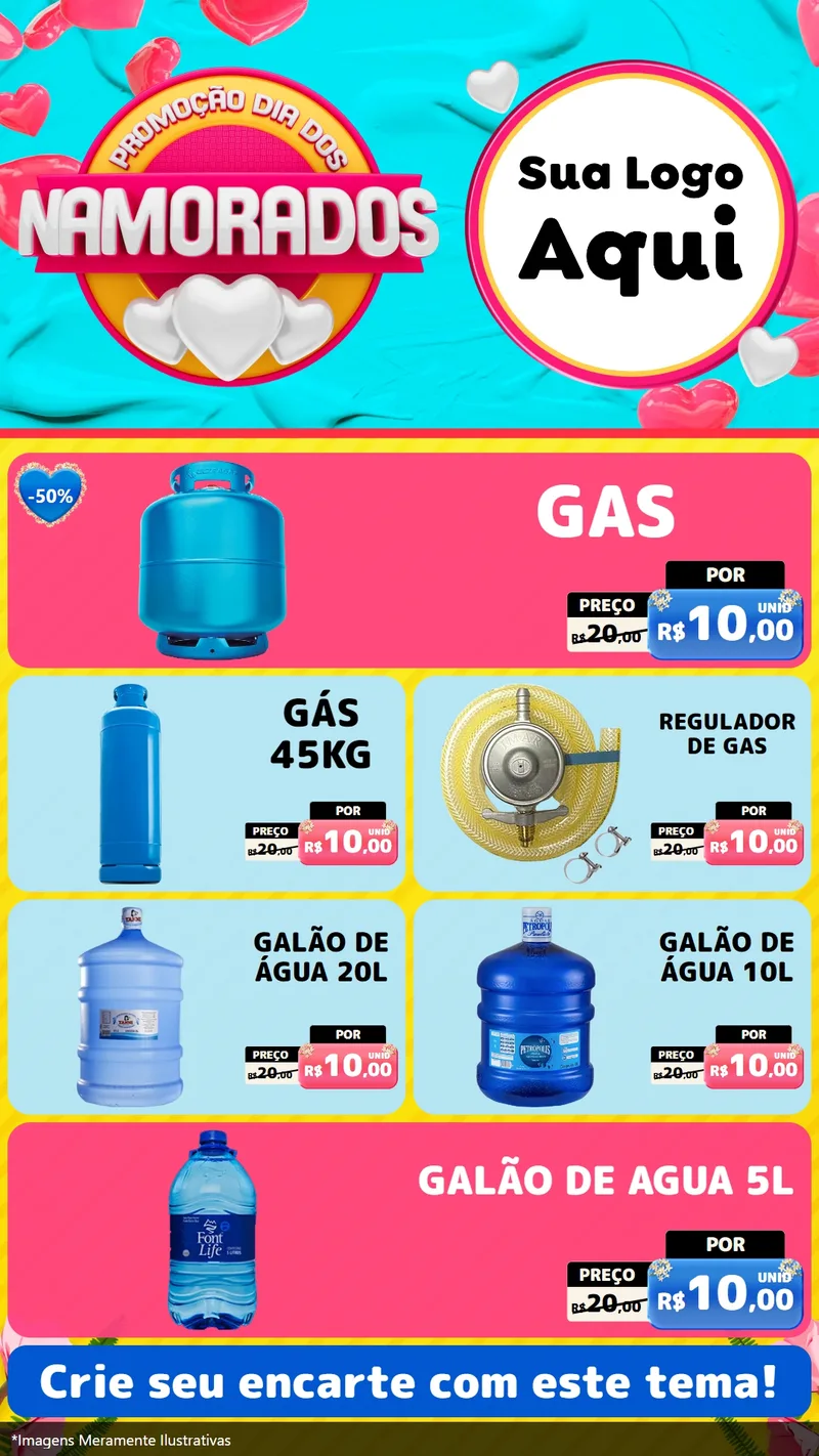 Modelo de TV para TV Vertical com o tema Promoção Dia dos Namorados para Água e gás