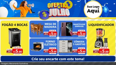 Modelo de TV para TV Horizontal com o tema Ofertas de Julho para Móveis e Eletro