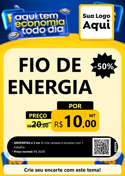 Modelo de Cartaz para Cartaz A4 Vertical com o tema Aqui Tem Economia Todo Dia para Materiais Elétricos