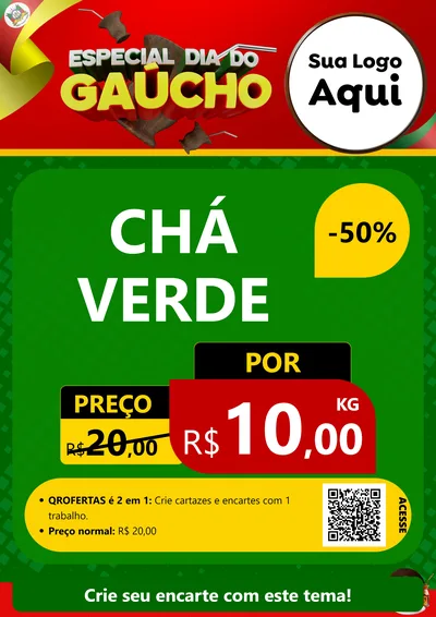 Modelo de Cartaz para Cartaz A4 Vertical com o tema Especial Dia do Gaúcho para Produtos Naturais