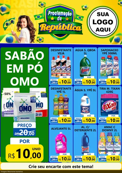 Modelo de Encarte para Encarte A4 Vertical com o tema Proclamação da República para Produtos de Limpeza