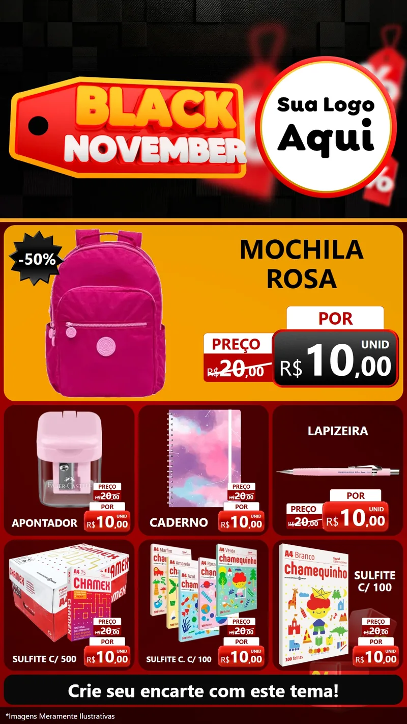 Modelo de Rede Social para Stories com o tema Black November para Papelaria