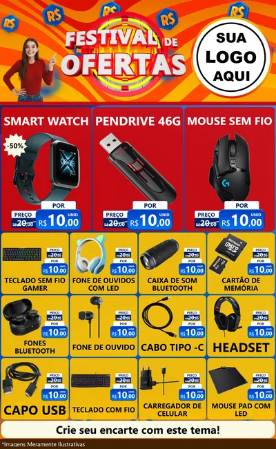 Modelo de Encarte para Encarte Grande com o tema Festival de Ofertas para Informática