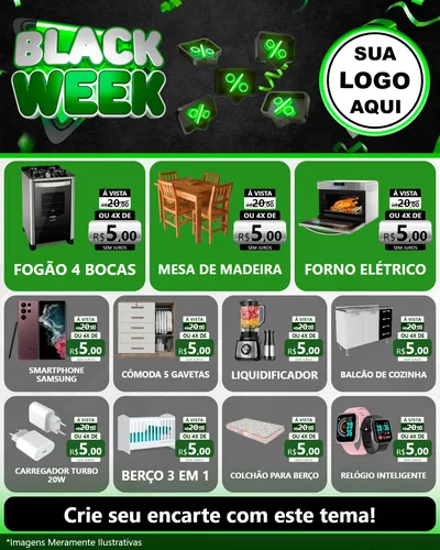 Modelo de Rede Social para Feed Instagram com o tema Black Week para Móveis e Eletro