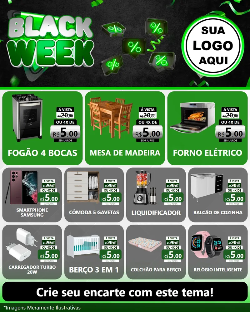 Modelo de Rede Social para Feed Instagram com o tema Black Week para Móveis e Eletro