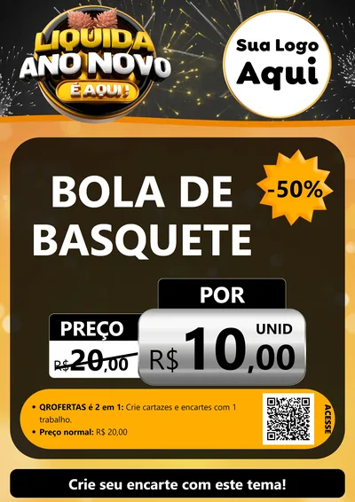 Modelo de Cartaz para Cartaz A4 Vertical com o tema Liquida Ano Novo É Aqui! para Artigos Esportivos