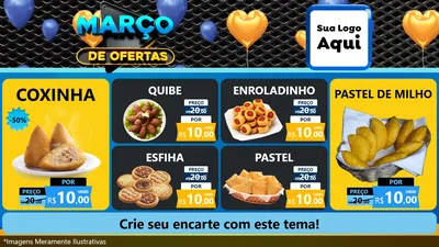 Modelo de TV para TV Horizontal com o tema Março de Ofertas para Salgadaria