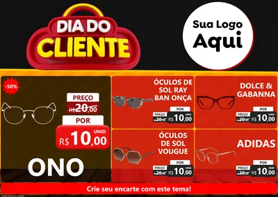Modelo de Encarte para Encarte A4 Horizontal com o tema Dia do Cliente para Óticas