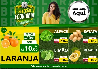 Modelo de Encarte para Encarte A4 Horizontal com o tema Seleção de Economia - Copa para Hortifrúti