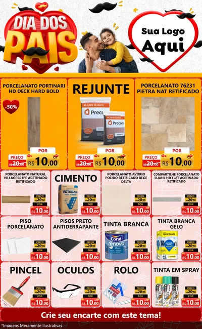 Modelo de Encarte para Encarte Grande com o tema Dia dos Pais para Pisos e revestimentos