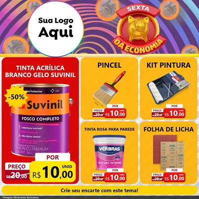 Modelo de Rede Social para Feed Facebook com o tema Sexta da Economia para Tintas e Ferramentas