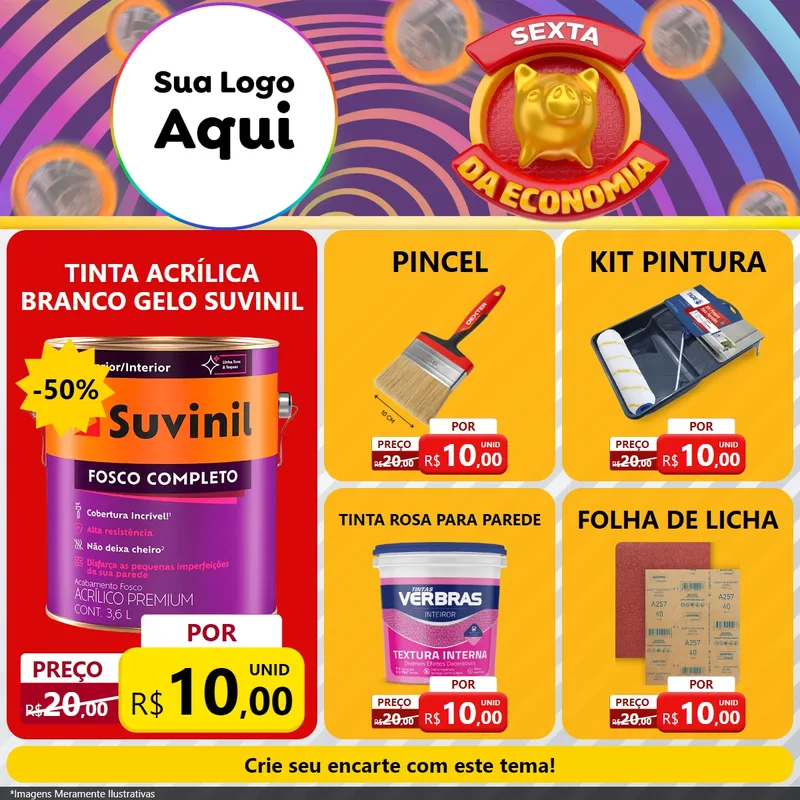 Modelo de Rede Social para Feed Facebook com o tema Sexta da Economia para Tintas e Ferramentas