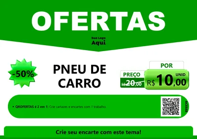 Modelo de Cartaz para Cartaz A4 Horizontal com o tema Ofertas Verde Cartaz para Auto peças