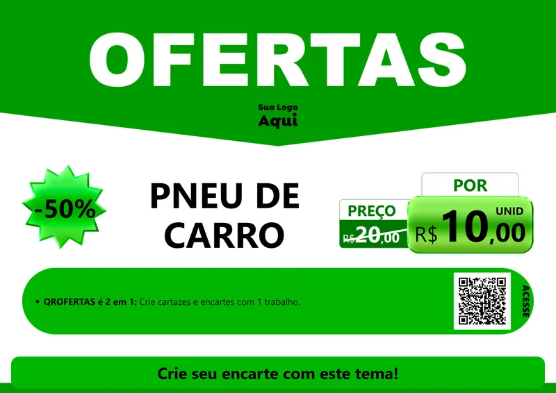 Modelo de Cartaz para Cartaz A4 Horizontal com o tema Ofertas Verde Cartaz para Auto peças