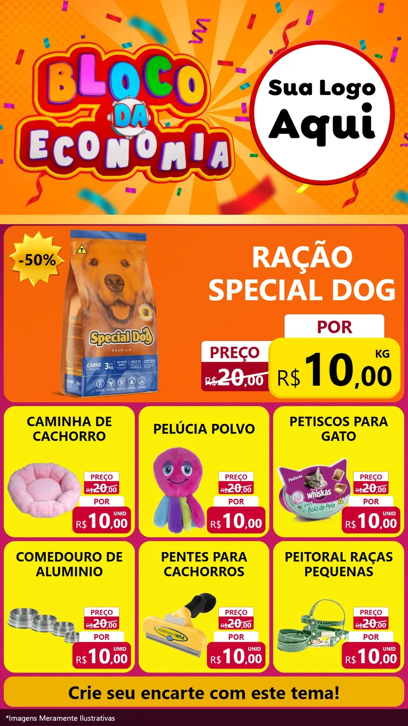 Modelo de Rede Social para Stories com o tema Bloco da Economia para Pet Shop
