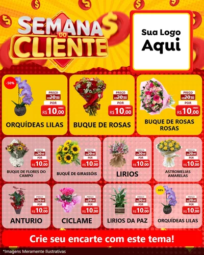 Modelo de Rede Social para Feed Instagram com o tema Semana do Cliente para Floricultura e jardim