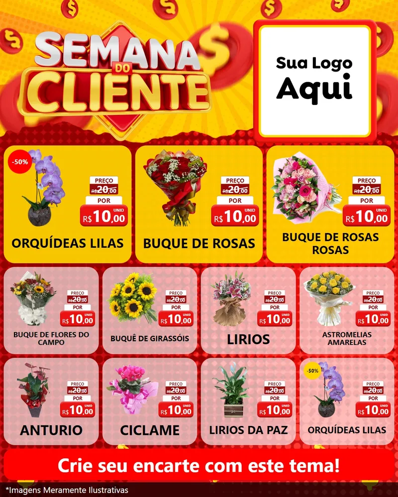Modelo de Rede Social para Feed Instagram com o tema Semana do Cliente para Floricultura e jardim