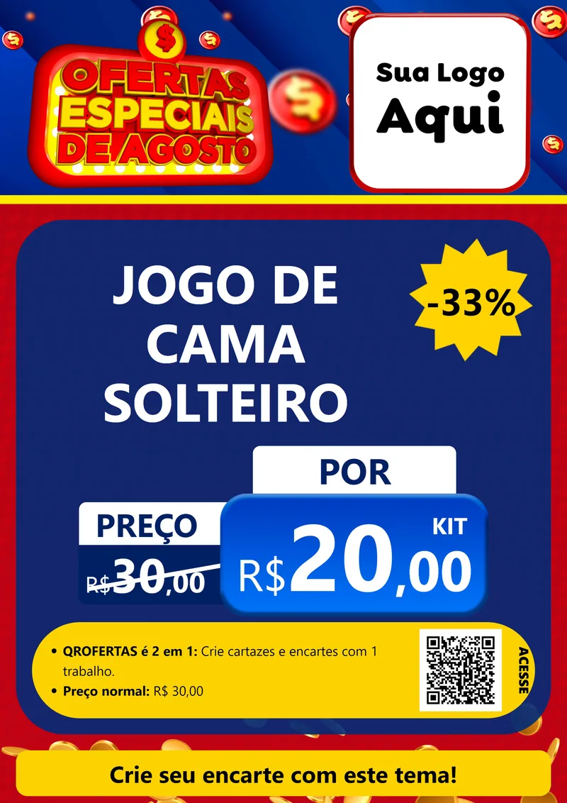Modelo de Cartaz para Cartaz A4 Vertical com o tema Ofertas Especiais de Agosto para Cama, Mesa e Banho