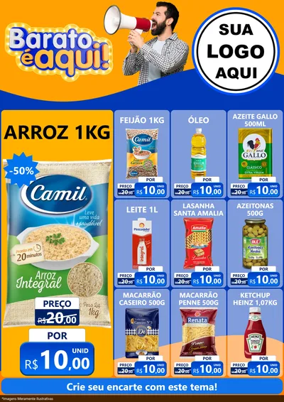 Modelo de Encarte para Encarte A4 Vertical com o tema Barato é aqui para Supermercado