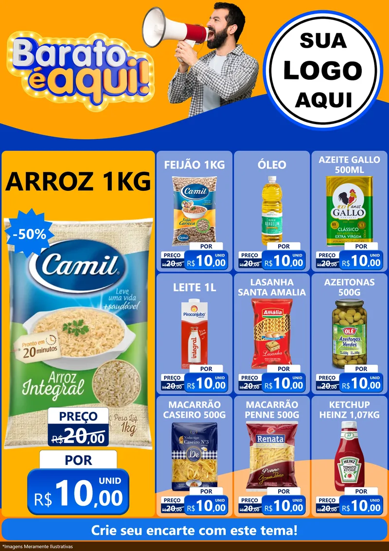 Modelo de Encarte para Encarte A4 Vertical com o tema Barato é aqui para Supermercado