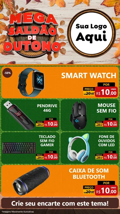 Modelo de TV para TV Vertical com o tema Mega Saldão de Outono para Informática