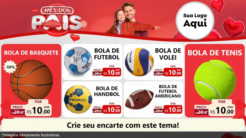 Modelo de TV para TV Horizontal com o tema Mês dos Pais para Artigos Esportivos