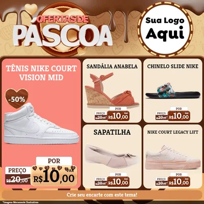 Modelo de Rede Social para Feed Facebook com o tema Ofertas de Páscoa para Calçados