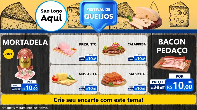 Modelo de TV para TV Horizontal com o tema Festival de Queijos para Frios e Laticínios